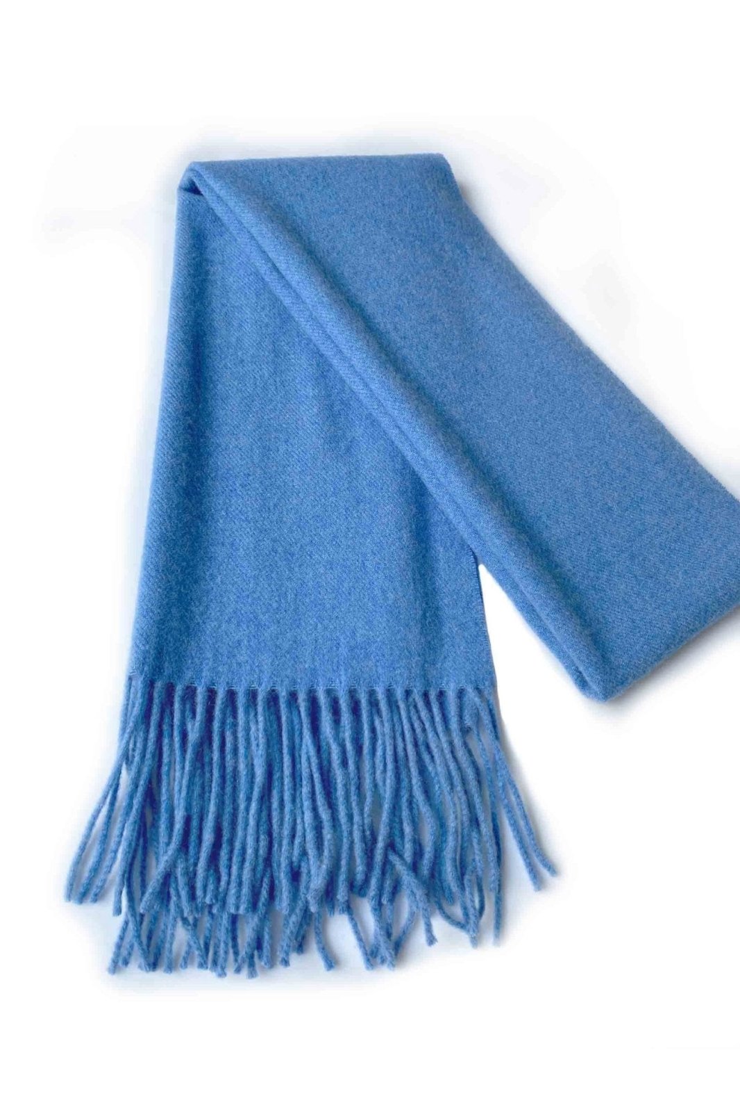 Unisex cashmere scarf with fringes in blue - SEMON Cashmere