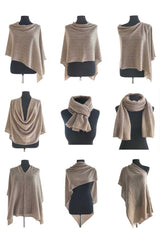 Dark beige cashmere poncho Multiway - SEMON Cashmere