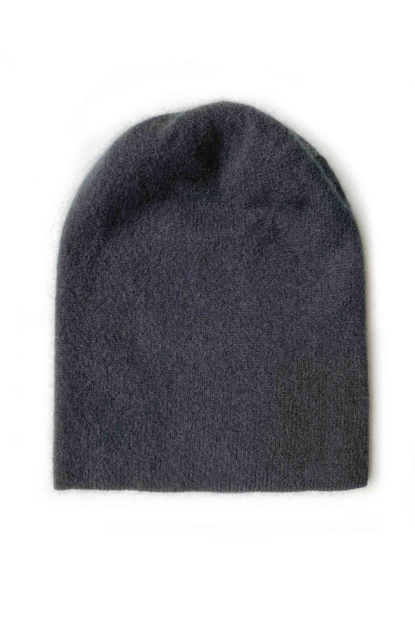 Womens cashmere beanie hat in black - SEMON Cashmere