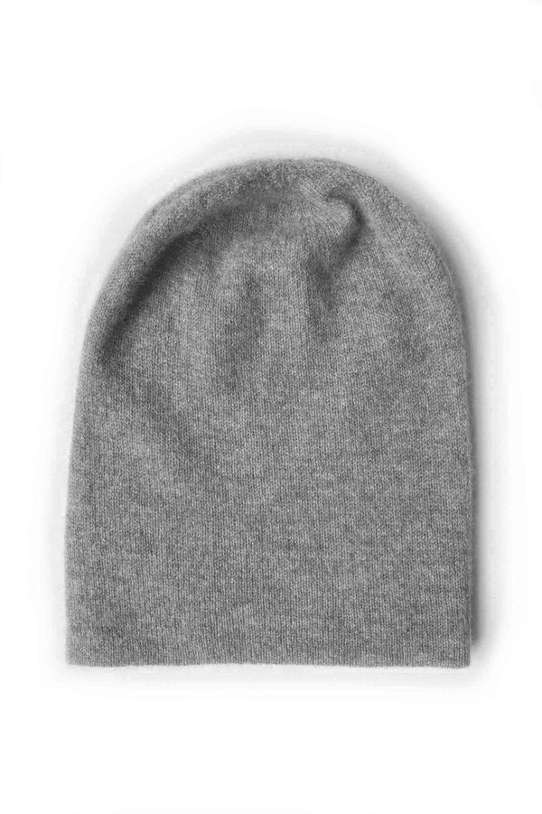 Womens cashmere beanie hat in mid grey - SEMON Cashmere