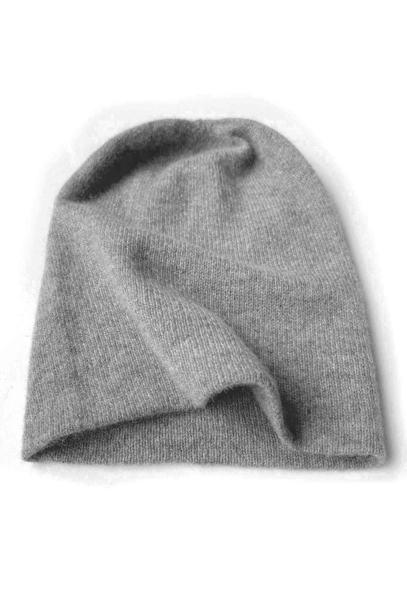 Womens cashmere beanie hat in mid grey - SEMON Cashmere