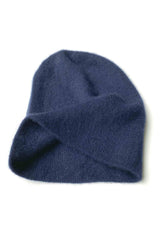 Womens cashmere beanie hat in navy - SEMON Cashmere