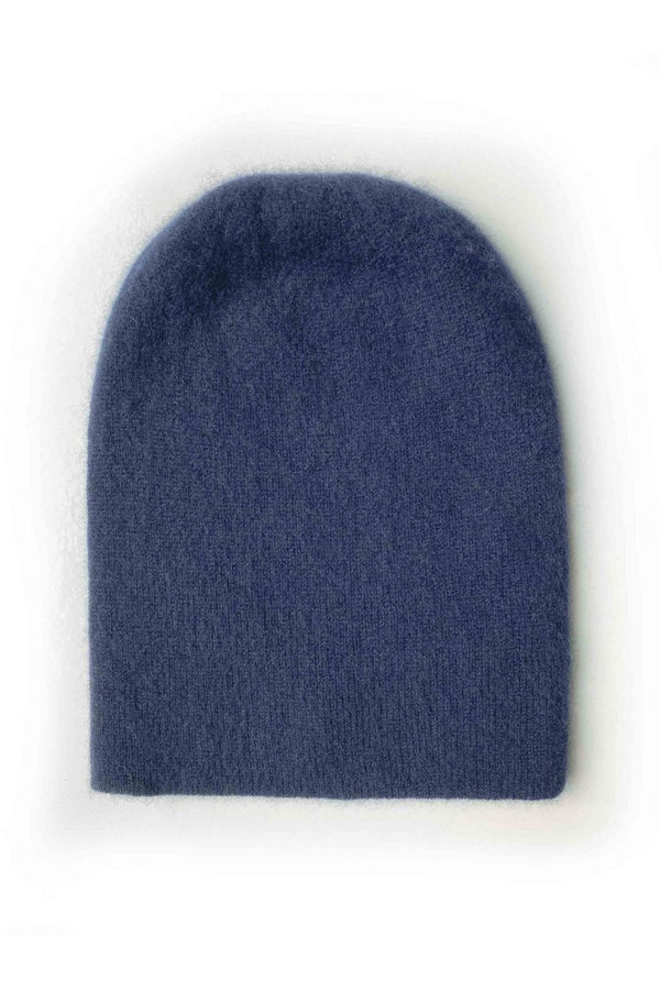 Womens cashmere beanie hat in navy - SEMON Cashmere