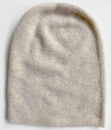 Womens cashmere beanie hat in oat - SEMON Cashmere